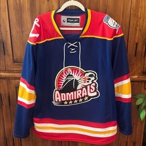 Reebok Blue and Red AHL Norfolk Admirals Hockey Jersey